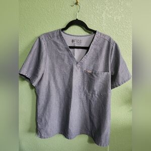 FIGS Women's Catarina One-Pocket Scrub Top in Chambray Blue